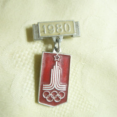 Insigna Olimpiada Moscova 1980 ,aluminiu si email