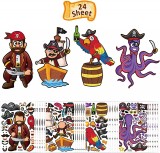 Set de 24 foi cu stickere Zerhok, model pirati, vinil, multicolor