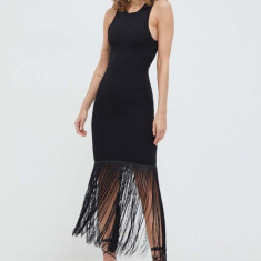 Bardot rochie culoarea negru, mini, mulata