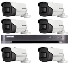 Sistem supraveghere video Hikvision 6 camere 4 in 1, 8MP, 3.6mm, IR 80m, DVR 8 canale 8MP 4K SafetyGuard Surveillance foto