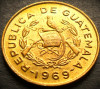Moneda exotica 1 CENTAVO - GUATEMALA, anul 1969 * cod 3597 = UNC + LUCIU BATERE, America Centrala si de Sud