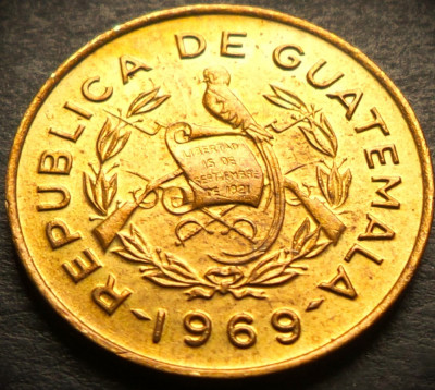 Moneda exotica 1 CENTAVO - GUATEMALA, anul 1969 * cod 3597 = UNC + LUCIU BATERE foto