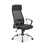 Scaun directorial SL Q345, brate polipropilena, suport lombar, tapiterie mesh si stofa, mecanism balans, cadru cromat, 100 kg, negru