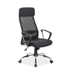 Scaun directorial SL Q345, brate polipropilena, suport lombar, tapiterie mesh si stofa, mecanism balans, cadru cromat, 100 kg, negru