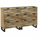 Bufeturi cu sertar cu depozitare 2 pcs Maro Mediu Lemn de mango solid