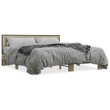Cumpara ieftin Cadru de pat, stejar sonoma, 200x200cm, lemn prelucrat si metal