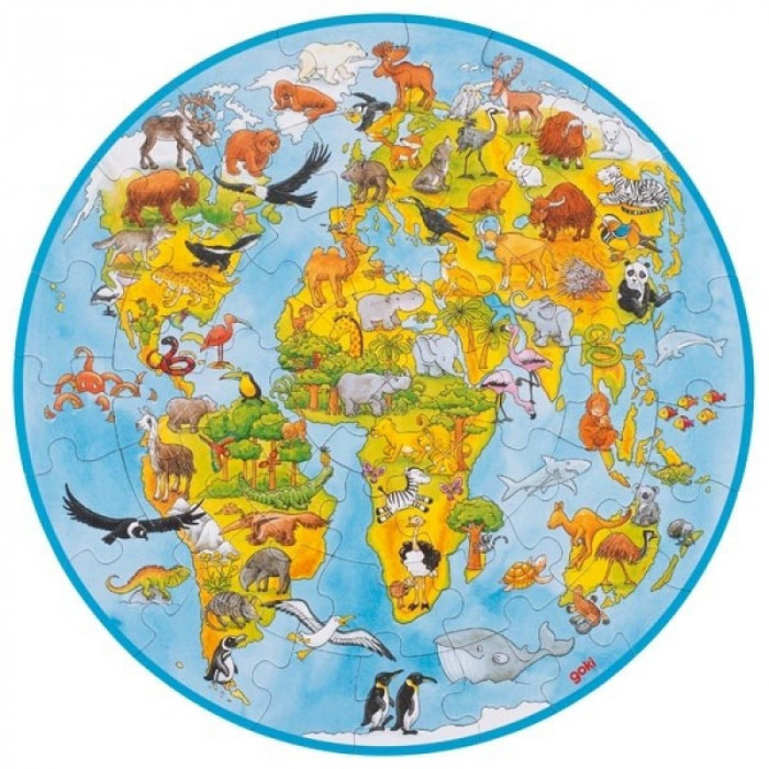 Puzzle XXL Lumea Goki, 49 piese, diametru 45 cm