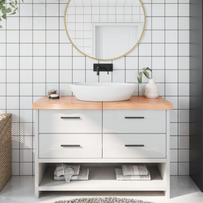 vidaXL Blat de baie, maro deschis, 120x40x(2-6) cm, lemn masiv tratat 3156140 foto