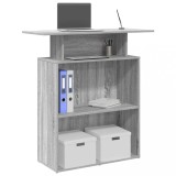 vidaXL Birou Receptie Tejghea Gri Sonoma 100x40x104 cm Lemn Prelucrat, cu Raft Depozitare. Ideal pentru Birouri, Hoteluri, Saloane