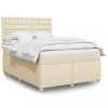 VidaXL Pat box spring cu saltea, crem, 160x200 cm, material textil 3293650