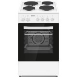 Aragaz Heinner HFSC-S56E4HMWH, 4 plite electrice, cuptor electric, clasa A, grill, ventilatie, 50x60cm, alb