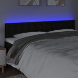 VidaXL Tăblie de pat cu LED, negru, 200x5x78/88 cm, textil