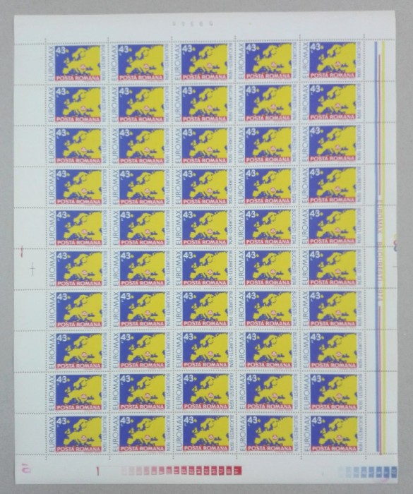 TIMBRE ROM&Acirc;NIA LP856/1974 Expoziția Filatelică EUROMAX -Coală 50 timbre -MNH