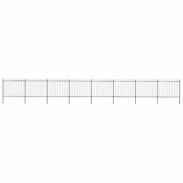 vidaXL Gard de grădină cu v&acirc;rf suliță, negru, 13,6 x 1,5 m, oțel