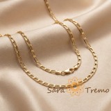 Cumpara ieftin LantiE or Valencia , lant unisex tip paperclip, placaj triplu cu aur 18K, Brazilia, 60 cm
