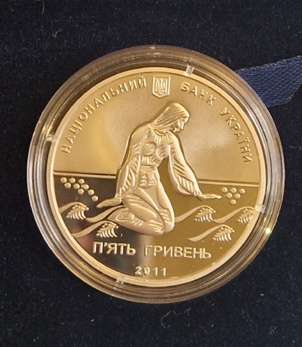 Ucraina, Ukraine, 5 Hryven, Grivne, 2011,150th anniversary of birth of Dniprova Chaika, cutie, Argint, tiraj 5.000