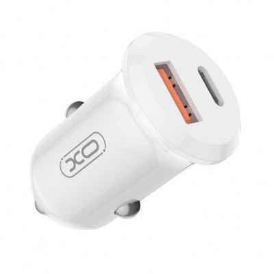 Incarcator Auto XO Design CC69, 30W, 3A, 1 x USB-A - 1 x USB-C, Alb foto