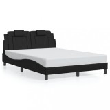 VidaXL Cadru de pat cu tăblie, negru, 120x200 cm, piele ecologică