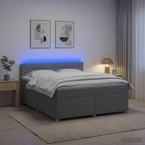 Cumpara ieftin Pat boxspring cu saltea Gri deschis 160 x 200 cm Tesatura