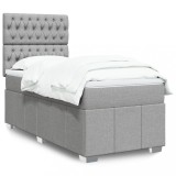 VidaXL Pat box spring cu saltea, gri deschis, 90x200 cm, textil 3293858