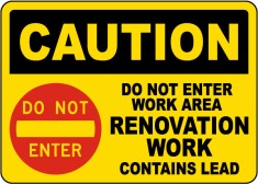 Caution Do Not Enter Work Area Renovation Sign foto