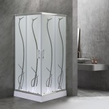 Cabina de dus patrata Leziter Spirit Bamboo 90x90 cu cadita acrilica armata