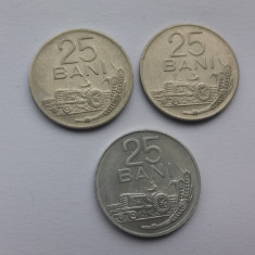 ROMANIA -Set 3 Monede 25 Bani 1960 ,1966 ,1982