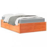 vidaXL Pat cu saltea, maro ceruit, 140x190 cm, lemn masiv pin