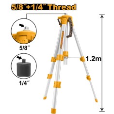 Trepied aparat nivela cu laser din aluminiu 120 cm - Ingco HLLT01152