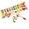 Puzzle Lemn Educativ cu Cifre, Fructe, Adunare, Scădere, &gt;,&lt;, Joc Montessori, Sortare Numere, +3 Ani, Andyluc