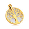 Pandantiv din aur galben 9K - copacul vie&Aring;&pound;ii &Atilde;&reg;ntr-un contur de cerc, fundal perlat