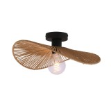Plafoniera Klausen Elite PL1 Relax 38x38x15cm, corp iluminat interior din hartie natur cu metal, design organic modern, soclu E27, atmosfera calda