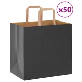 Cumpara ieftin Pungi de h&acirc;rtie 50 buc cu m&acirc;nere negre 26x17x25 cm