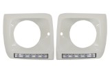Carcasa faruri Alb cu Lumini de zi dedicate LED DRL Mercedes G-class W463 (1989-2012) G65 Design Chrome Performance AutoTuning