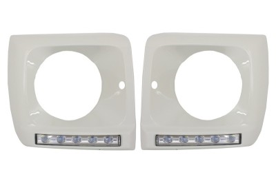 Carcasa faruri Alb cu Lumini de zi dedicate LED DRL Mercedes G-class W463 (1989-2012) G65 Design Chrome Performance AutoTuning foto