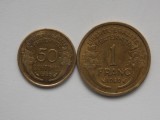 Lot 50 Centimes + 1 Franc 1940 Franta - Monede Vechi Franceze de Colectie