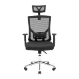 Scaun de birou ergonomic Roger, RONDI, cu spatar din plasa, suport lombar ajustabil, mecanism Anyfix, negru