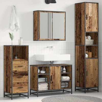 vidaXL Set de mobilier pentru baie 3 pcs Lemn vechi 80 x 33 x 60 cm 3402545 foto