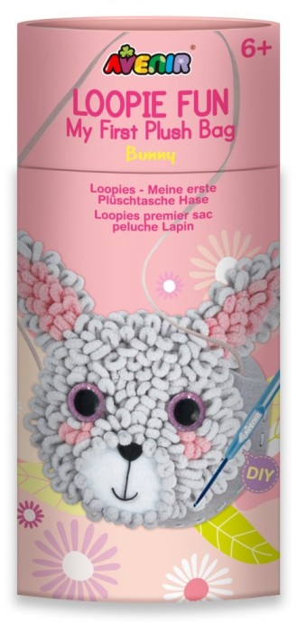 Kit DIY Loopie Fun - Prima mea geanta de plus bucle, Iepuras