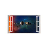 Autocolant decorativ, Fereastra, Planete, Multicolor, 83 cm, 10ST