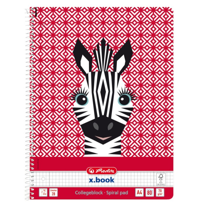 Caiet a4 80f spirala patratele cute animals motiv zebra