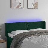 vidaXL Tăblie de pat cu LED, verde &icirc;nchis, 147x16x78/88 cm, catifea 3123147