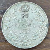 Moneda Canada - 25 Cents 1916 - Argint, America de Nord