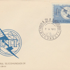 1965 Romania - FDC Centenarul UIT, comunicatii, LP 607