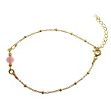 Bratara argint placata cu aur 24K si turmalina roz naturala