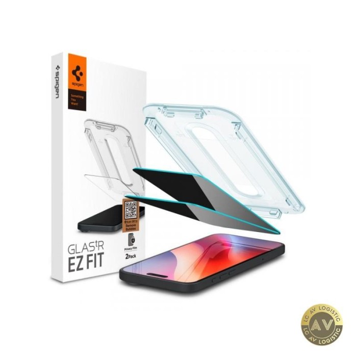 Folie de protectie Ecran Privacy Spigen EZ FIT pentru Apple iPhone 16 / 15 Sticla Securizata Full Glue Set 2 bucati
