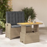 VidaXL Set mobilier de grădină, 2 piese, cu perne, bej, poliratan