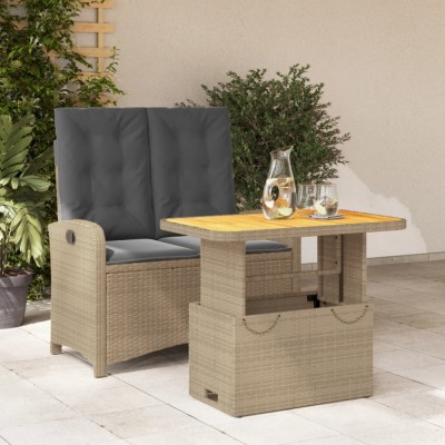 vidaXL Set mobilier de grădină, 2 piese, cu perne, bej, poliratan foto