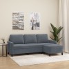 VidaXL Canapea cu 3 locuri și taburet, gri &icirc;nchis, 180 cm, catifea 3201056