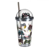 Pahar Plastic Baieti Gamer, Capac si Pai Negru, Capacitate 475ml, Multicolor